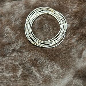 Silver Bangle Bracelets Set